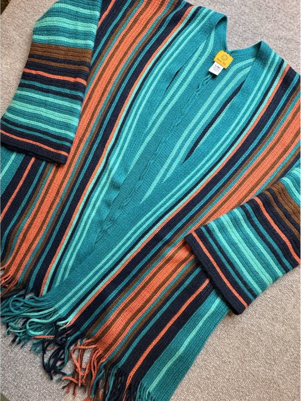 Ruby Rd Women's XL Open Front Knit Sweater Boho Fringe 1097